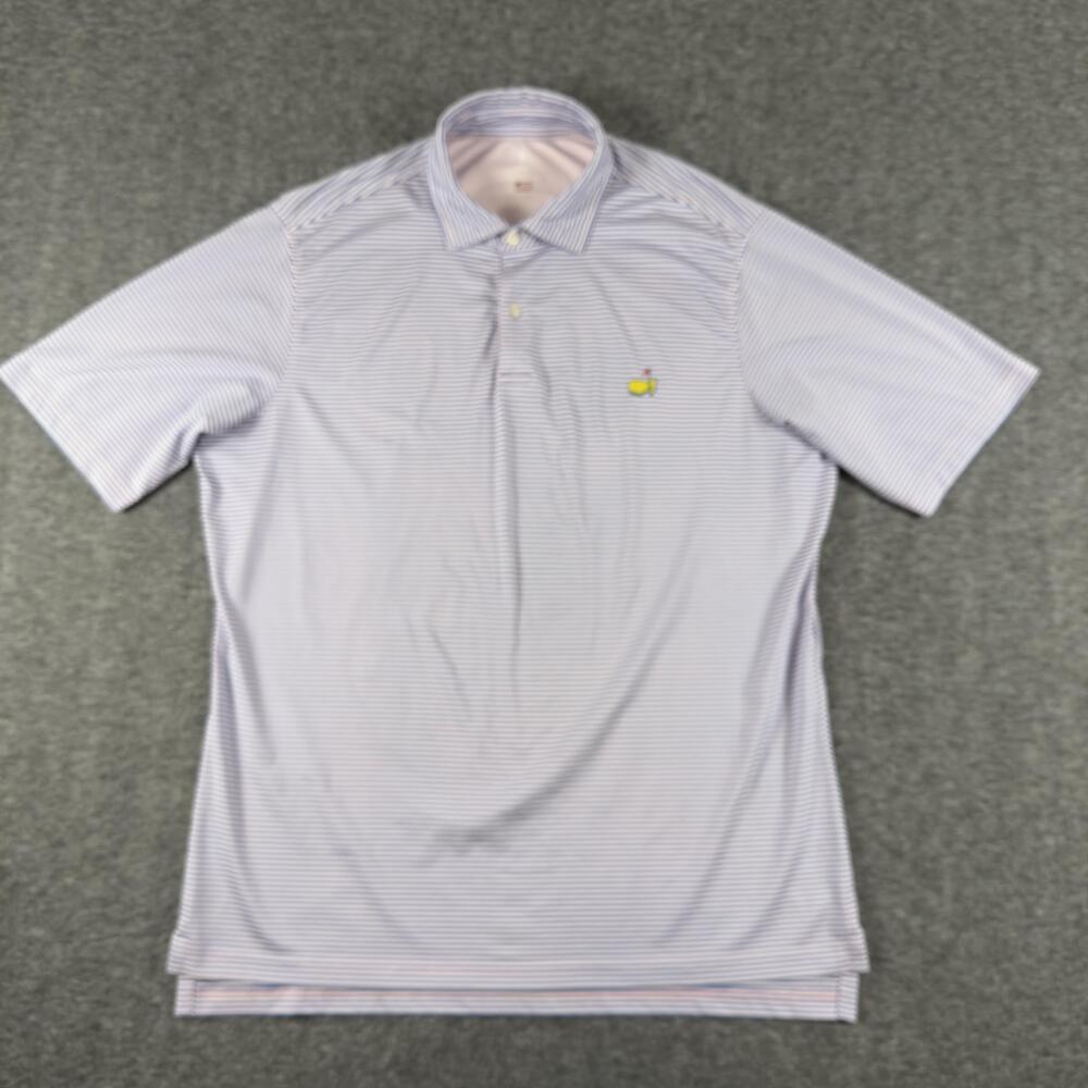 Fairway & Greene Masters Golf Polo Shirt Mens Medium Blue White Striped USA
